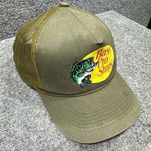 Vintage‎ Bass Pro Shop Olive Green Trucker Meshback Snapback Hat